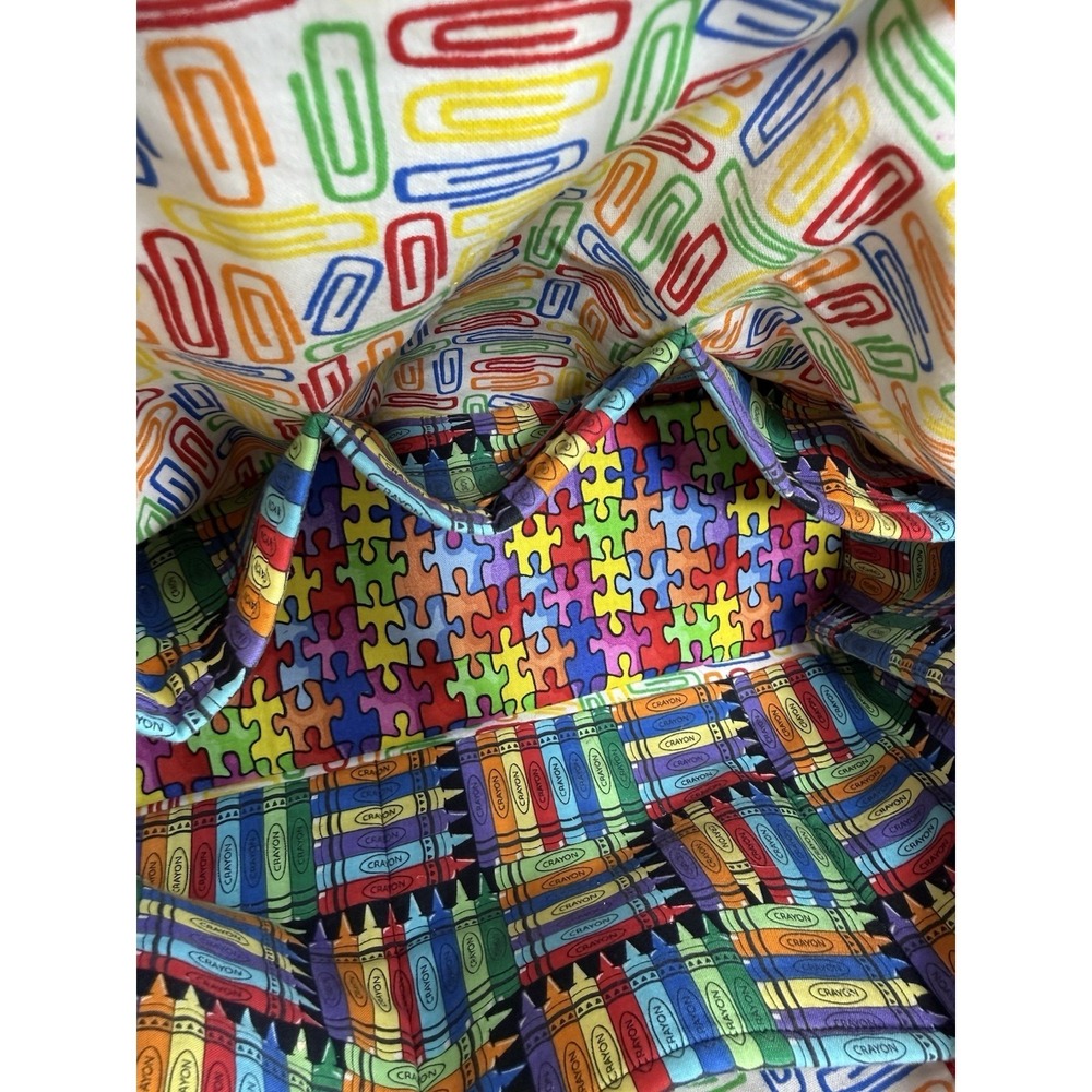 Vintage Teacher Tote Bag ABC Crayon School Theme Cotton Canvas 13.5x10.5 Exc Con - Picture 11 of 16
